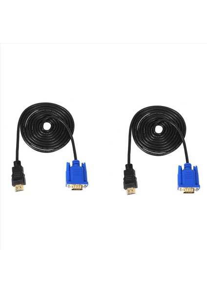 2x Hdtv HDMI Altın Erkek-Vga Hd-15 Erkek 15PIN Adaptör Kablosu 6ft 1 8m 1080P (Yurt Dışından)