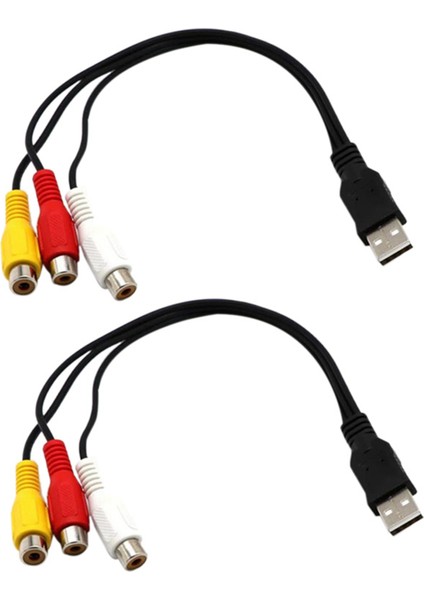 2x USB - 3rca Kablosu USB Dişi - 3 Rca Rgb Video Av Kompozit Adaptör Dönüştürücü Kablo Kablosu Konektörü Kurşun (Yurt Dışından)