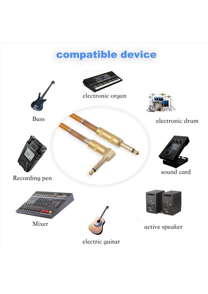 2x Gitar Enstrümanı Kablo 10FT Elektrik Enstrümanı Bas Amp Kordosu 1/4 Inç Doğrudan Sağ Açılı Kaplamalı 6 35MM Kablo (Yurt Dışından) fiyatları