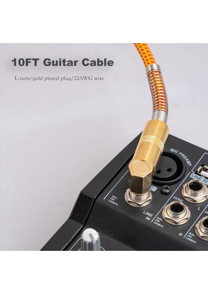 2x Gitar Enstrümanı Kablo 10FT Elektrik Enstrümanı Bas Amp Kordosu 1/4 Inç Doğrudan Sağ Açılı Kaplamalı 6 35MM Kablo (Yurt Dışından) modelleri