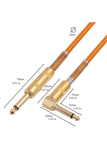 2x Gitar Enstrümanı Kablo 10FT Elektrik Enstrümanı Bas Amp Kordosu 1/4 Inç Doğrudan Sağ Açılı Kaplamalı 6 35MM Kablo (Yurt Dışından) fırsatları