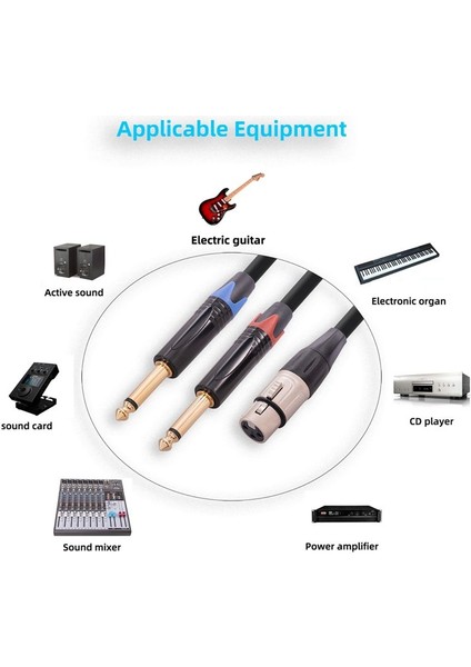 Xlr Dişi To Çift 6 35MM Fiş Erkek Konnektörlü Ses Kablosu Xlr Dişi Ila Çift 1/4 Inç Y Ayırıcı Kablo Adaptörü 3 Metre (Yurt Dışından)
