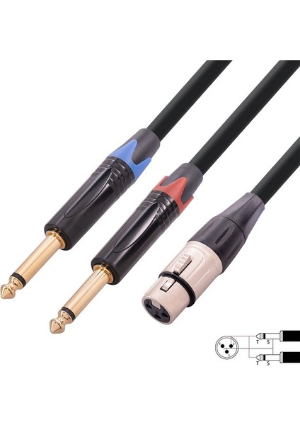 Xlr Dişi To Çift 6 35MM Fiş Erkek Konnektörlü Ses Kablosu Xlr Dişi Ila Çift 1/4 Inç Y Ayırıcı Kablo Adaptörü 3 Metre (Yurt Dışından) indirimleri