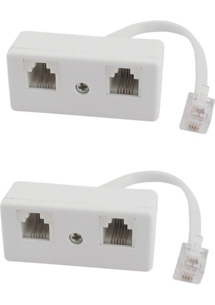 2x 6P4C RJ11 Erkekten Çift Kadın Telefon Hattı Ayrıştırıcı Konektör Adaptörü (Yurt Dışından)