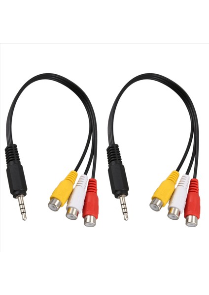 2 Adet 3 5mm Erkek Fişe 3 Rca Dişi Ses Video Av Kablosu 22CM (Yurt Dışından)