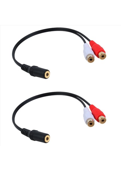 2x Altın Kaplama 3 5mm Jack Dişi - 2 Dişi Jacks Stereo Adaptör Ses Dinlatıcı Rca (15CM) Siyah (Yurt Dışından)