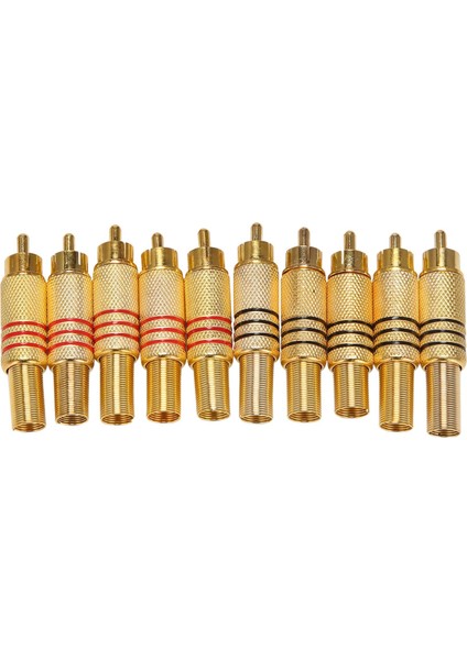 10 Adet Altın Ton Erkek Rca Fiş Ses Konnektörü Metal Yay Adaptörü (Yurt Dışından)