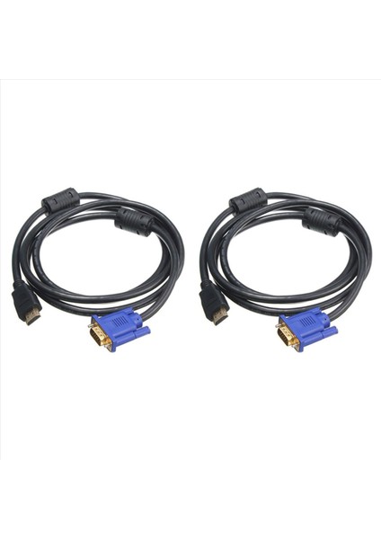 2x 1 8m Mavi Hdtv HDMI - VGA HD15 Erkek Adaptör Kablo Dönüştürücü Pc Tv Df Yeni (Yurt Dışından)