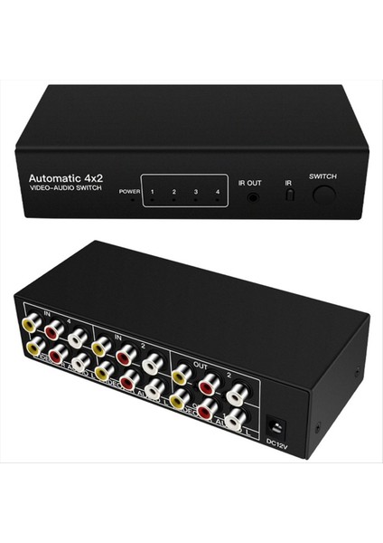 Kompozit Av Rca Anahtar Ayırtıcı 4 In 2 Out Analog Video C-Vbs Rca Av Sablister Swıtch Swıtchact 4x2 DVD Tv Eu Fişi Için Uzaktan (Yurt Dışından) modelleri