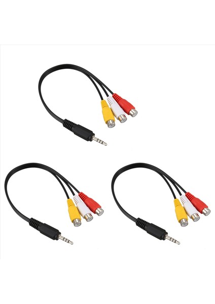 3 Pcs 3 5mm Erkek Fişi - 3 Rca Kadın Audio Video Av Kablosu 22CM (Yurt Dışından)