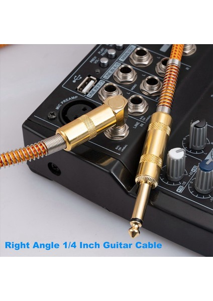 2x Gitar Enstrümanı Kablo 10FT Elektrik Enstrümanı Bas Amp Kordosu 1/4 Inç Doğrudan Sağ Açılı Kaplamalı 6 35MM Kablo (Yurt Dışından) indirimleri