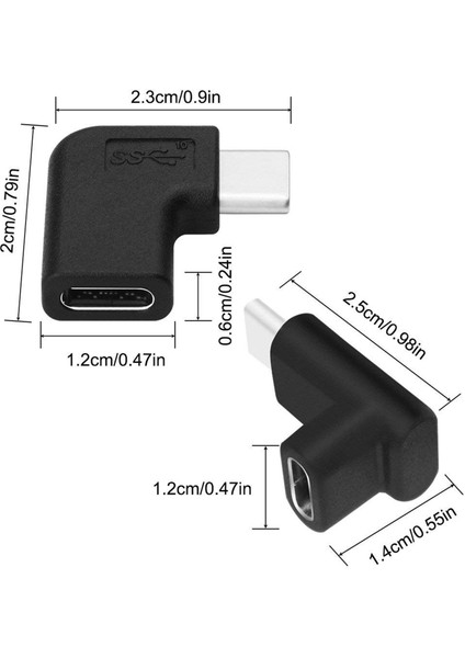 2x 90 Derece Sağ ve Sol Yukarı ve Aşağı Yönlü 90 Derece Usb-C USB 3 1 Tip-C Erkek-Kadın Uzatma Adaptörü (Yurt Dışından) fırsatları