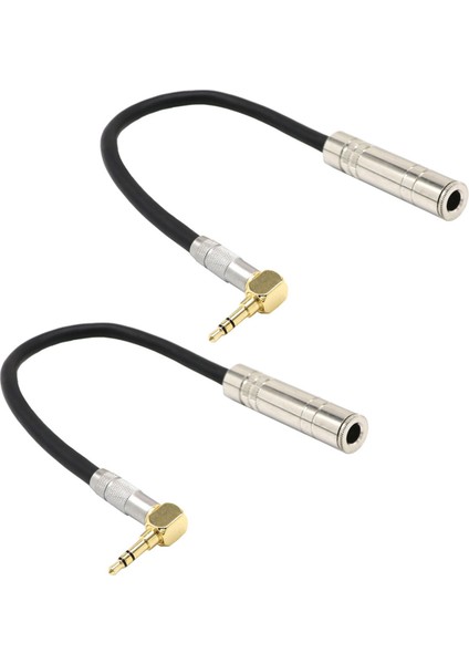 2x 6 35 Dişi Mono Ila 3 5 Erkek Fiş Jakı Stereo Hifi Mikrofon Uzantı Kablosu Kısa 90 Derece Açılı Ses Hattı Kablosu (Yurt Dışından)