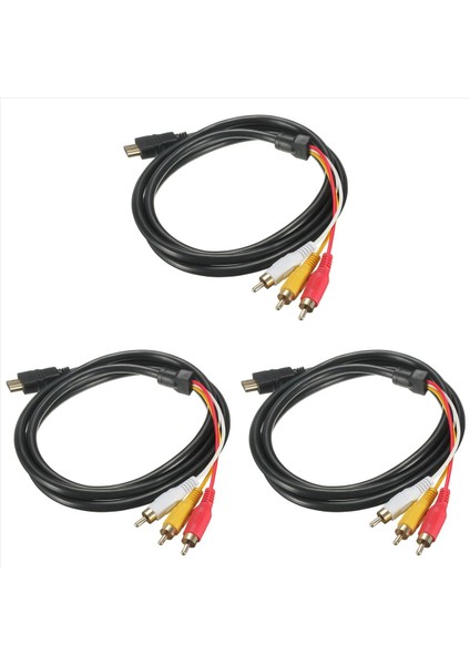 3x Siyah 5 Feet 1 5m HDMI Erkek - 3 Rca Video Ses Av Kablo Adaptörü Hdtv 1080P (Yurt Dışından)