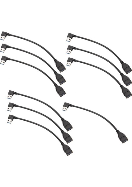 10X USB 3 0 Açı 90 Derece Uzatma Kablosu Erkek - Kadın Adaptör Kablosu Verileri Sol (Yurt Dışından)