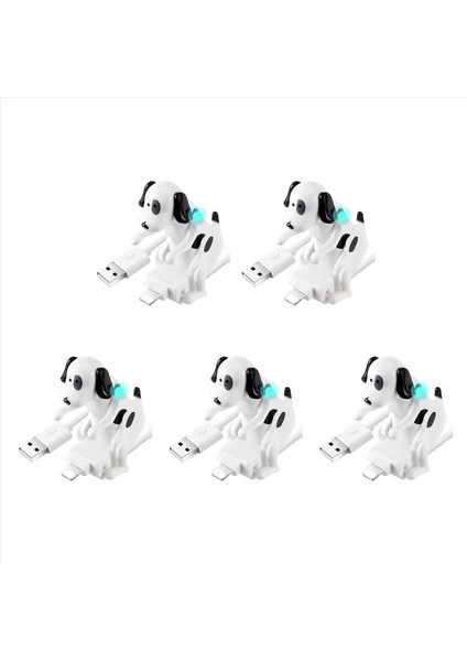 5x USB Kablosu Iphone 13/12/11 ve Daha Fazlası Için Komik Kusursuz Köpek Şarj Cihazı Hareketli Köpek Hızlı Şarj Cihazı USB Kablosu (Yurt Dışından)