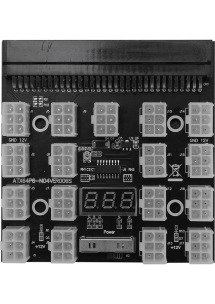 Breakout Tahtası 17 Port 6pin LED Ekran Güç Modülü Sunucu Kart Adaptörü Hp 1200W 750W Psu Gpu Maden Madenciliği Btc Eth (Yurt Dışından)