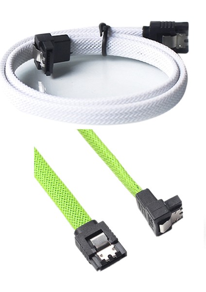 2 Pcs 50CM Sata 3 0 Iıı Sata3 7pın Veri Kablo Kablolu 6gb/s SSD Kabloları HDD Sabit Disk Veri Kablosu Naylonlu (Yeşil Beyaz) (Yurt Dışından)