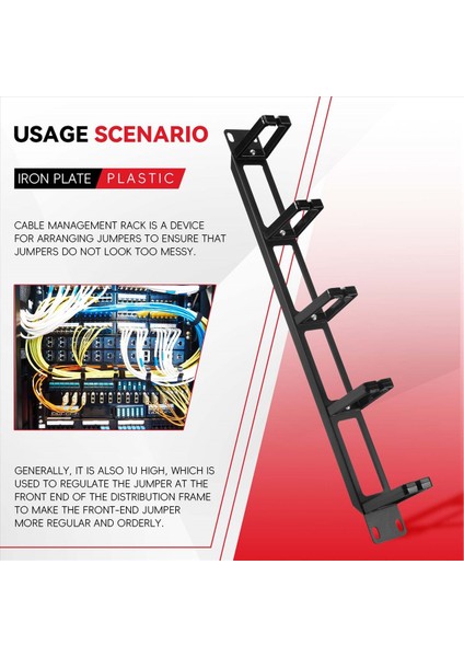 19 Inç 1u Raf Dolapları Kablo Yönetim Ağı Organizatörü Hollow Metal Base Beş Yüzük Çıkarılabilir Tel Yöneticisi Çerçeve (Yurt Dışından) fırsatları