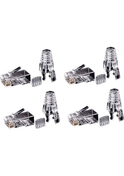 200PCS Cat6 RJ45 Konnektör Utp Kablo Ethernet Jak 8P8C Ağ Kat 6 Modüler Fişler 6 5mm RJ45 Kapakları (Yurt Dışından)
