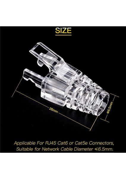 200PCS Cat6 RJ45 Konnektör Utp Kablo Ethernet Jak 8P8C Ağ Kat 6 Modüler Fişler 6 5mm RJ45 Kapakları (Yurt Dışından) modelleri