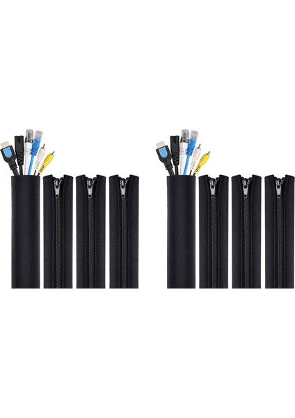 Tv Bilgisayarı Için 8 Paket Kablo Düzenli Tüp Ev Eğlence Kablo Yönetimi Fermuar Kılıf Kablo Organizatörleri Kol (Yurt Dışından)