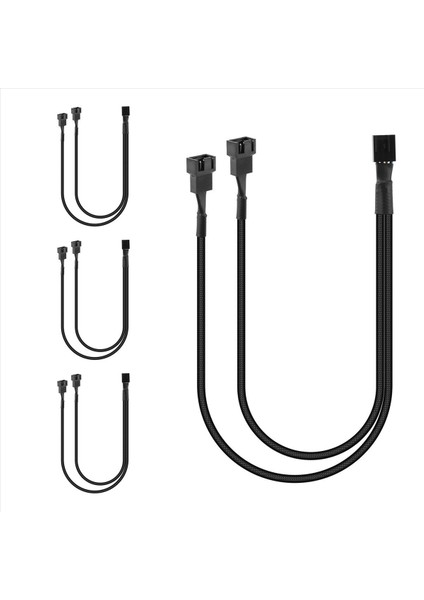 4 Paket Pwm Fan Splitter Kablosu Y Splitter Bilgisayar Pc Fan Güç Kablosu 4 Pin 1 Ila 2 Dönüştürücü Siyah Kollu Örgülü (Yurt Dışından) modelleri