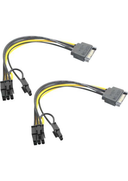 15PIN Sata Erkek-8pin (6+2) Pcı-E Güç Kaynağı Kablosu Sata Kablosu 15 Pim Ila 8 Pin Kablo Grafik Kartı Için 18AWG Tel (2pcs) (Yurt Dışından)