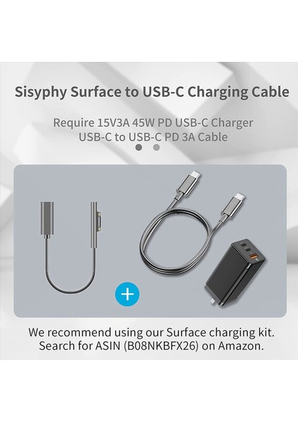 3x Yüzey Usb-C Şarj Kablosu&#39 Na Bağlan Surface Pro7 Go2 Pro6 5/4/3 Laptop1/2/3 ve Yüzey Kitabı (Yurt Dışından) fırsatları