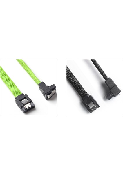 2 Pcs 50CM Sata 3 0 Iıı Sata3 7pın Veri Kablosu Diğer Açı 6gb/s SSD Kabloları HDD Sabit Disk Veri Kablosu Naylonlu Yeşil ve Siyah (Yurt Dışından)