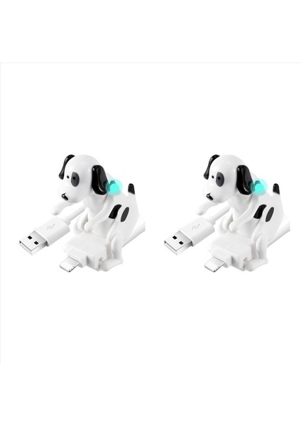 2x USB Kablosu Iphone 13/12/11 ve Daha Fazlası Için Komik Musluk Köpek Şarj Cihazı Hareketli Köpek Hızlı Şarj Cihazı USB Kablosu (Yurt Dışından)