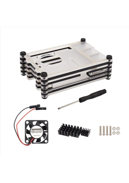 Raspberry Pi 4 Model B Için 6x Akrilik Şeffaf / Berrak ve Siyah Kasa Kapağı Raspberry Pi 4b Için Soğutma Fanı ile (Yurt Dışından) indirimleri