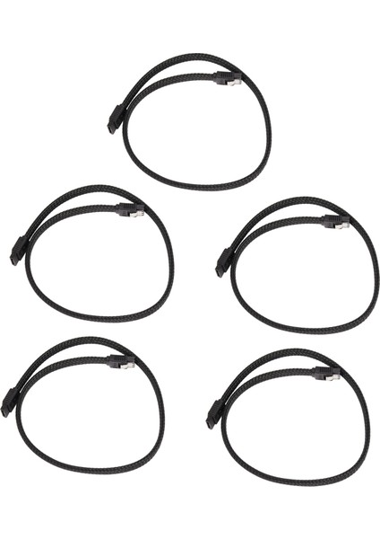 5pcs 50CM Sata 3 0 Iıı Sata3 7pin Veri Kablosu 6gb/s SSD Kablolar HDD Sabit Disk Veri Kablosu Naylonlu (Siyah) (Yurt Dışından)