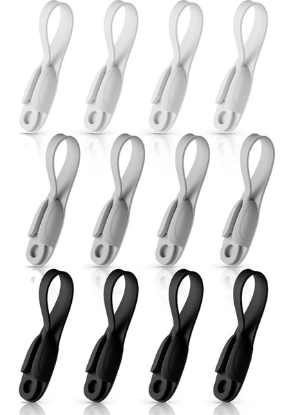 12 Adet Kordon Bundlars Corders Cihazlar Için Kablo Organizatörü Kendi Kendine Yapışkan Mutfak Cihazı Kablosu Tutucu (Siyah Beyaz Gri) (Yurt Dışından)