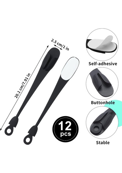 12 Adet Kordon Bundlars Corders Cihazlar Için Kablo Organizatörü Kendi Kendine Yapışkan Mutfak Cihazı Kablosu Tutucu (Siyah Beyaz Gri) (Yurt Dışından) modelleri