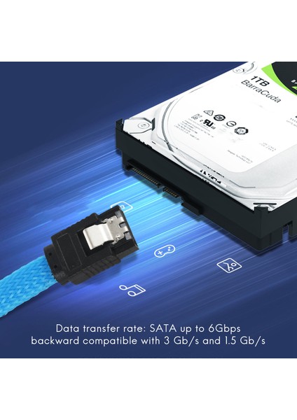 50CM Sata 3 0 Iıı Sata3 7pin Veri Kablosu 6gb/s SSD Kabloları HDD Sabit Disk Veri Kablosu Naylonlu Sleeped Premium Versiyonu (Mavi) (Yurt Dışından) fiyatları