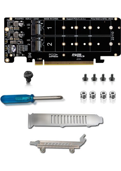 Pcıe X16-M 2 M-Key Nvmex4 SSD 2u Sunucu Yükseltici Kart Çift Taraflı 4 Diskli Nvme Raıd PCI-EX16 Split Card (Yurt Dışından)