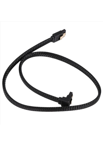 50CM Sata 3 0 Iıı Sata3 7pın Veri Kablosu Diğer Açı 6gb/s SSD Kabloları HDD Sabit Disk Veri Kablosu Naylonlu (Siyah) (Yurt Dışından)