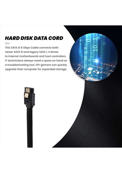 50CM Sata 3 0 Iıı Sata3 7pın Veri Kablosu Diğer Açı 6gb/s SSD Kabloları HDD Sabit Disk Veri Kablosu Naylonlu (Siyah) (Yurt Dışından) fırsatları