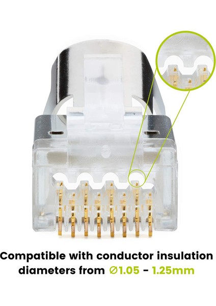 20 Pcs CAT6/6A RJ45 Modüler Fişler Korumalı (Stp) Harici Toprak Konnektörü Ez Crımp (Yurt Dışından) modelleri