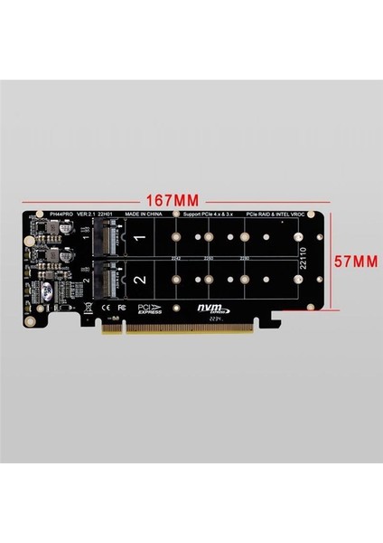 Pcıe 4 0 Çift Diskli PCIEX16-M 2 M-Key Nvme SSD Genişletme Kartı 4 Nvme M 2 M Keafi 2280 Ssd&#39 Yi (Yurt Dışından)