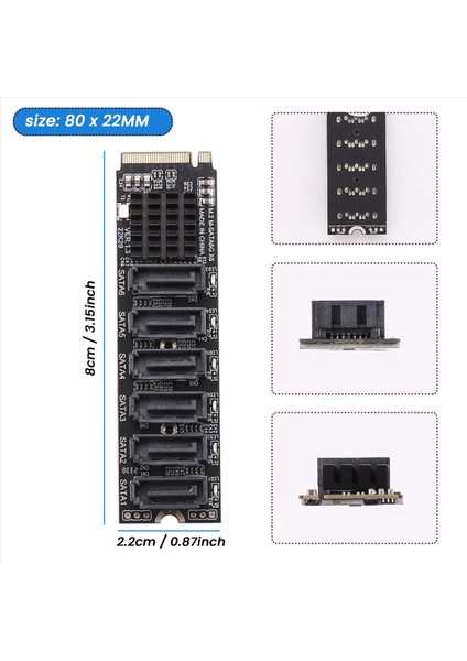 M 2 Mkey Pcı-E Yükseltici Kartı M 2 Nvme-Sata3 0 Pcıe&#39 Den Sata&#39 Dan Sata 6gpbsx6-Port Genişletme Kartı ASM1166 Destek Pm Fonksiyonu (Yurt Dışından) fırsatları