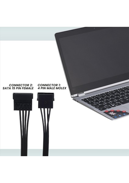 Molex Ide 4 Pin Erkek To 15 Pin Dişi Sata Güç Dönüştürücü Bağdaştırıcı Kablosu Sabit Sürücü HDD SSD Güç Uzatma Kablosu 2 Paket (Yurt Dışından) fiyatları