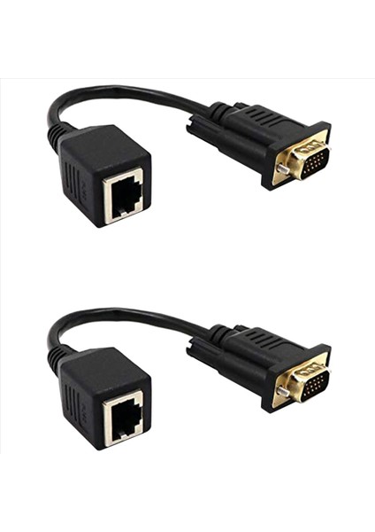 2x VGA - RJ45 Adaptör Ağ Kablosu - VGA Ağ Kablosu Bağlayıcı Monitörü Ağ Kablosu Konnektörüne VGA Extender (Yurt Dışından)