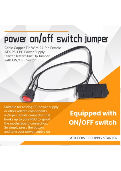 50CM Kablo Bakır Teneke Tel 24 Pimli Dişi Atx Psu Pc Güç Kaynağı Marş Test Cihazı Açma/kapama Anahtarı ile Jumper&#39 I Başlatın (Yurt Dışından) indirimleri