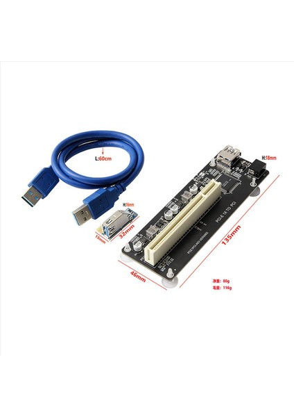 2x Pcıe Pcı-E Pcı Express X1-Pcı Riser Kart Otobüs Kartı Yüksek Verimlilik Adaptör Dönüştürücü USB 3 0 Kablo Masaüstü Pc Için (Yurt Dışından) modelleri