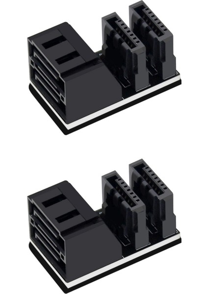 3pcs Çift Sata 7pin Dişi Ila Çift 7pin Erkek 90 Derece Açılı Adaptörü Anakart Sata Adaptörü Masaüstleri Için SSD HDD (Yurt Dışından)