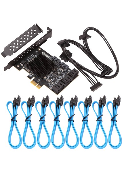 Pcıe Sata Kartı 8 Bağlantı Noktası 6gbps Sata 3 0 Pcıe Kartı Pcıe&#39 Den Sata Denetleyicisi Genişletme Kartı Upport 8 Sata 3 0 Cihazlar (Yurt Dışından)