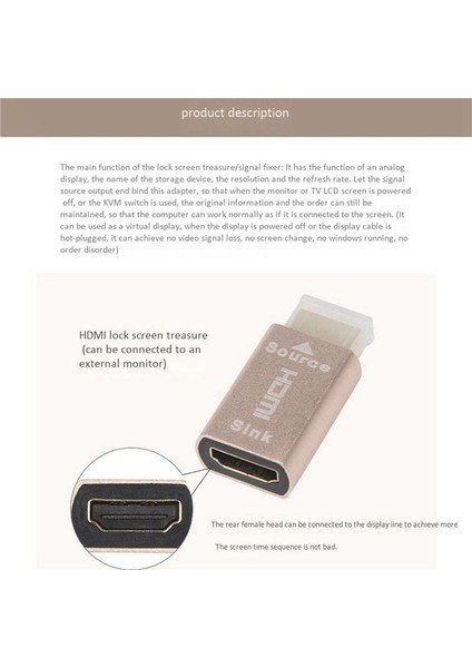 5x HDMI Kilit Ekran Sinyal Tutucu Kvm Hdmı2 0 Sanal Adaptör Edıd Ddc Kukla Fiş (Yurt Dışından) modelleri