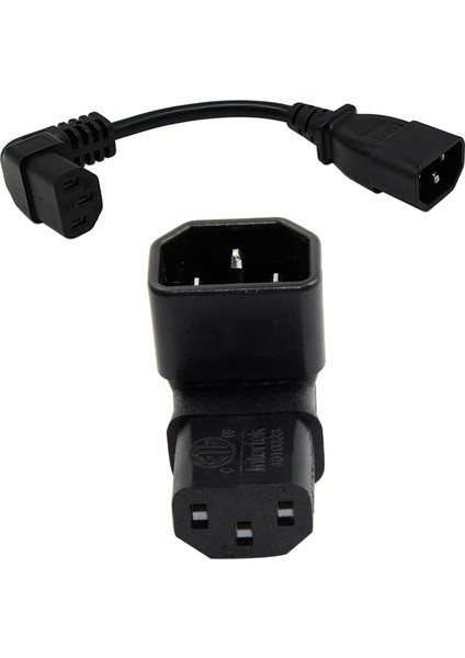 Iec Erkek C14 Ila Yukarı Sağ Açılı 90 Derece Iec Dişi C13 Güç Uzatma Adaptörü Iec 320 90 Derece C13 3 Pin Dişi - C14 3 Pin Erkek Pdu Güç Kaynağı Uzatma Kablosu (Yurt Dışından)